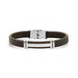 Men's Stainless Steel and Brown Leather ID Bracelet
