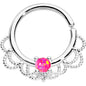 16G 5/16 Pink Faux Opal Platinum Plated Seamless Circular Ring