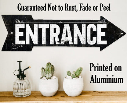 Vintage Entrance - Directional Arrow - Metal Sign