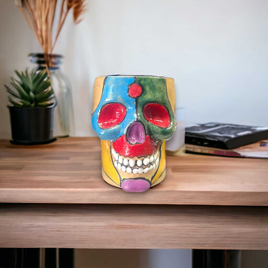 Small Mexican Skull Planter | Unique Flower Pot for Home Decor