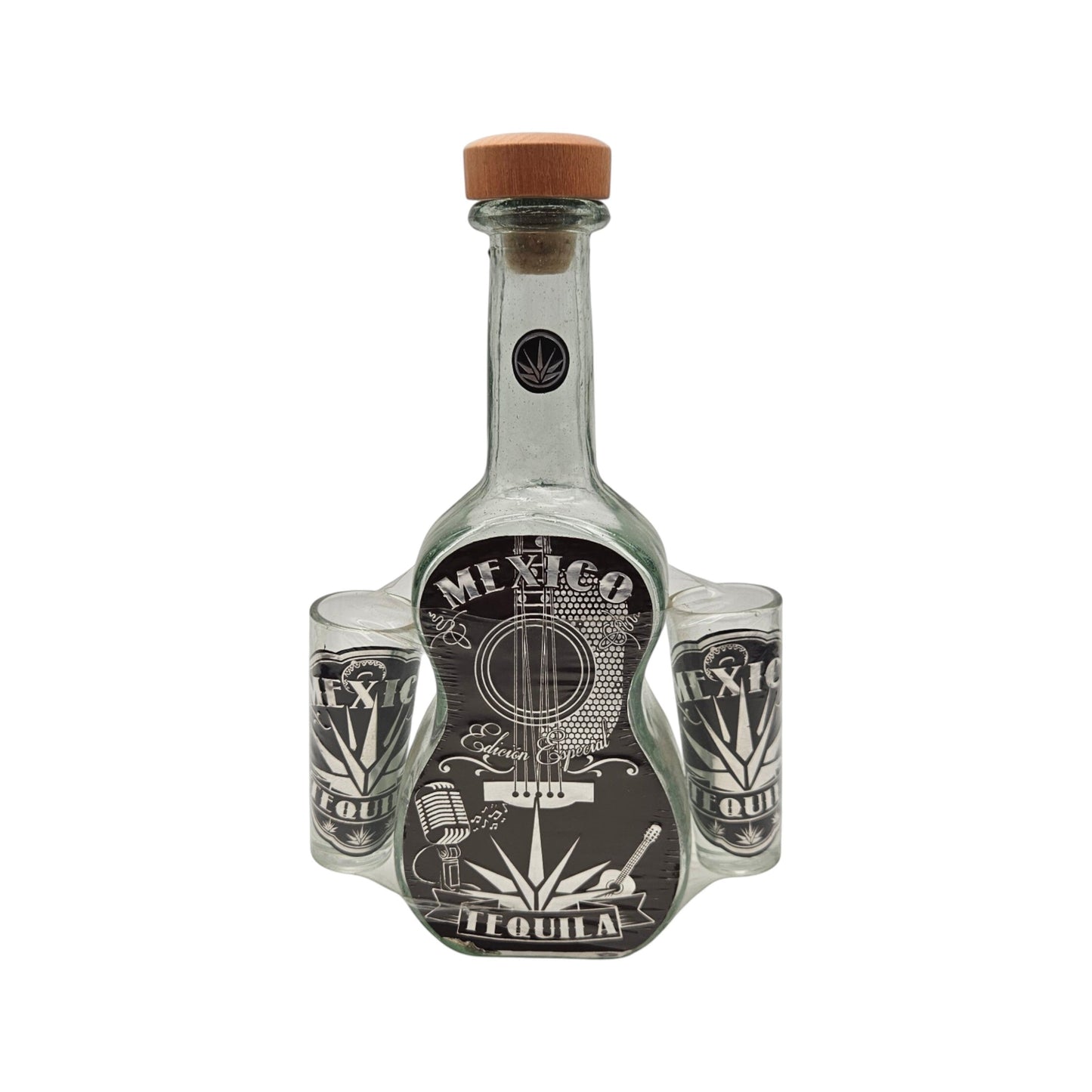 Mexican Tequila Decanter Set | Guitar Design with Shot Glasses