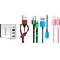 MFi Certified iPhone 4 Port High Speed Wall Charger and 4 Lightning Cables
