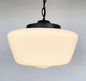 Large Antique Milk Glass Schoolhouse Pendant Light | 12"