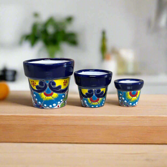 Mini Talavera Flower Pot Set | Colorful Mexican Planters