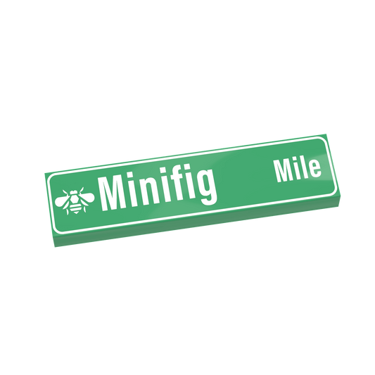 Minifig Mile Street Sign - Custom Printed 1x4 Tile - Made with LEGO® Parts