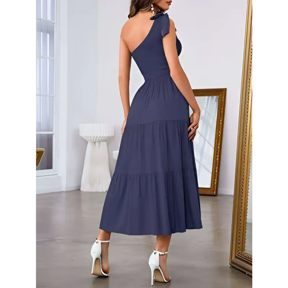 Mint Green Pleated Layered Hem Split Dress