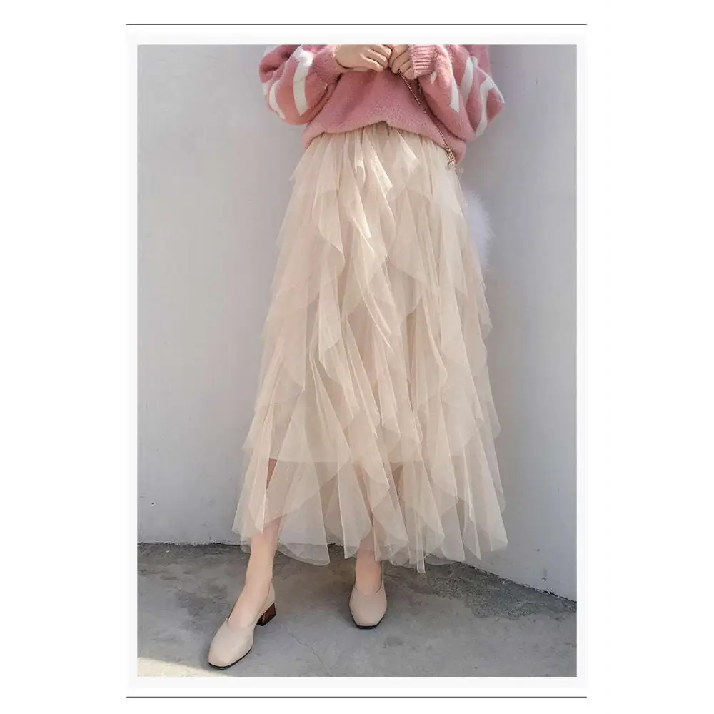 Mint Green Tiered Easy Matching Mesh Skirt