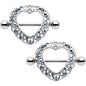 14G 7/8 Aqua Gem Heart Wreath Nipple Shield Set