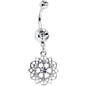Clear Gem Twist Flower Dangle Belly Ring