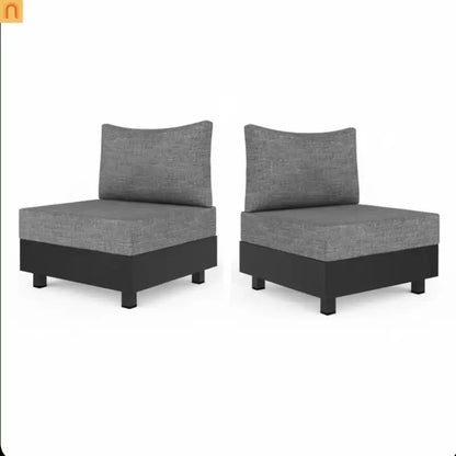 Outdoor Sectional Set Aluminum Gray 5 Piece Modular Olefin Cushions