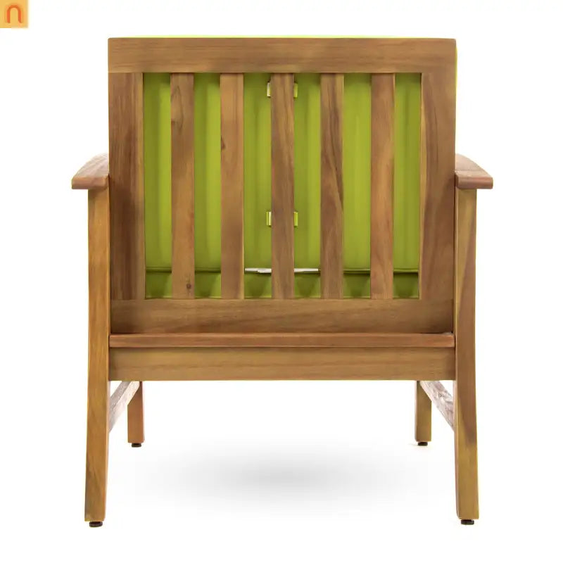Outdoor Club Chair Acacia Wood Green Cushion