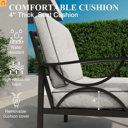 Outdoor Patio Set 8 Piece Steel Black Gray Seats 9
