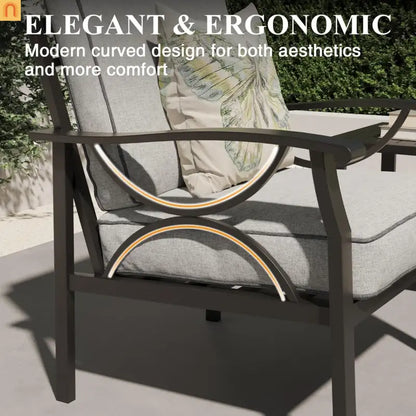 Outdoor Patio Set 8 Piece Steel Black Gray Seats 9