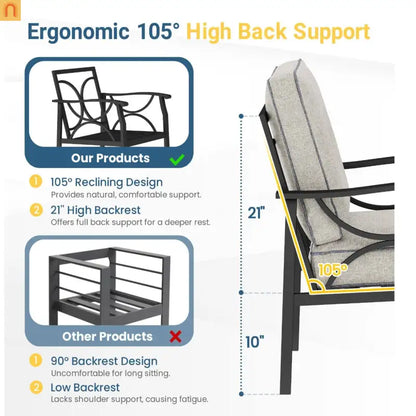 Outdoor Patio Set 8 Piece Steel Black Gray Seats 9