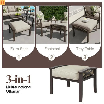 Outdoor Patio Set 8 Piece Steel Black Gray Seats 9