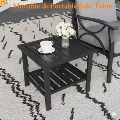 Outdoor Patio Set 8 Piece Steel Black Gray Seats 9