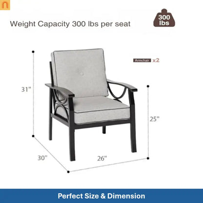 Outdoor Patio Set 8 Piece Steel Black Gray Seats 9