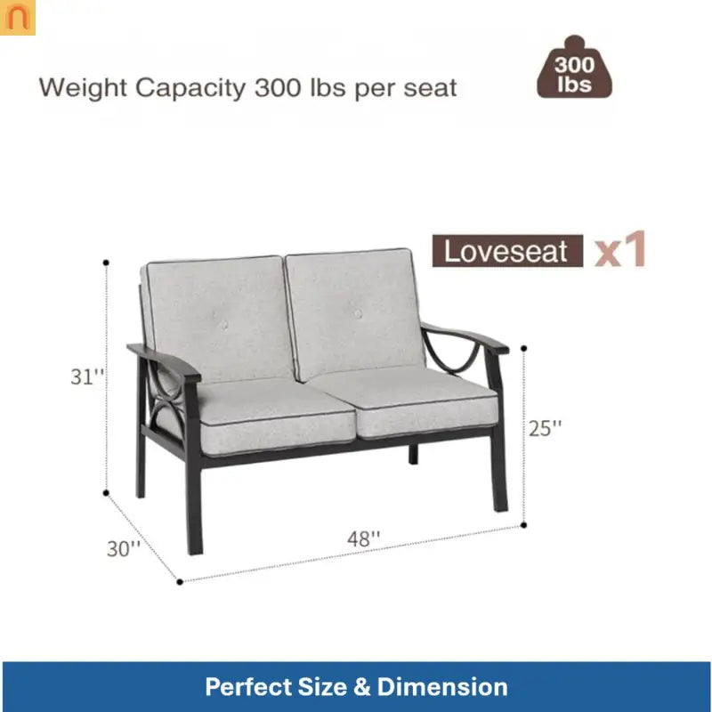 Outdoor Patio Set 8 Piece Steel Black Gray Seats 9
