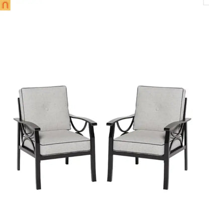 Outdoor Patio Set 8 Piece Steel Black Gray Seats 9