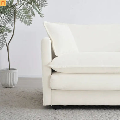 Sofa Set Modular Chenille White Deep Seat 7-Seat 3-Piece