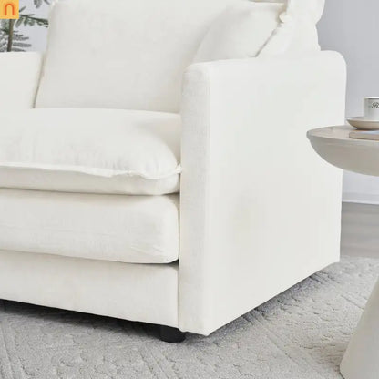 Sofa Set Modular Chenille White Deep Seat 7-Seat 3-Piece