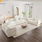 Sofa Set Modular Chenille White Deep Seat 7-Seat 3-Piece