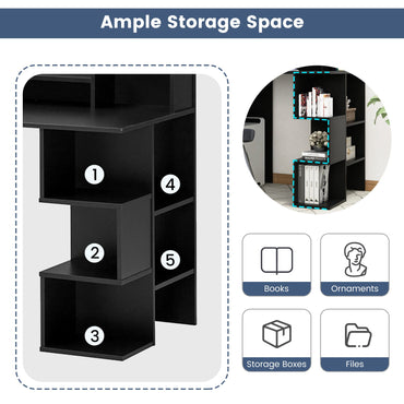 Modern Computer Desk with Storage Bookshelf and Hutch for Home Office