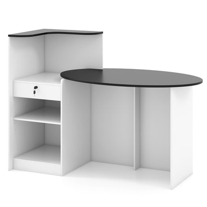 Modern Reception Desk Front Counter Desk with Oval Tabletop