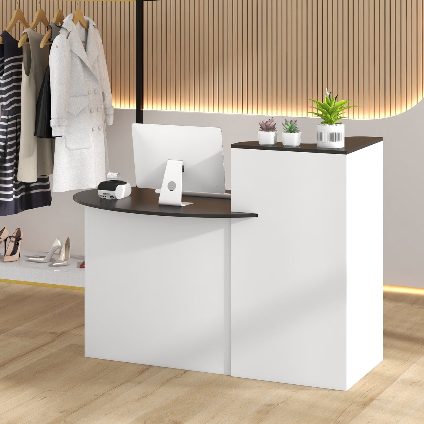 Modern Reception Desk Front Counter Desk with Oval Tabletop