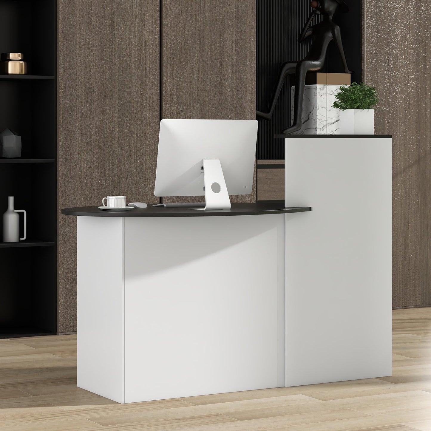 Modern Reception Desk Front Counter Desk with Oval Tabletop