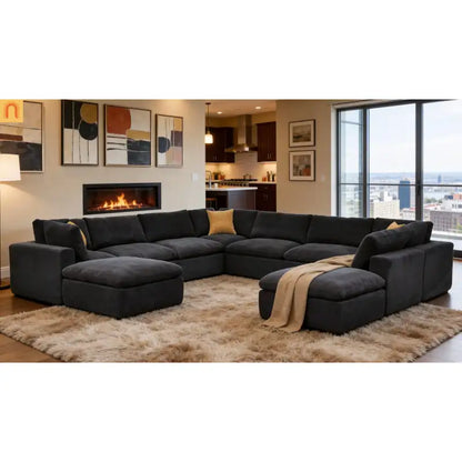 Sectional Sofa Modular Dark Gray 10 Seat 200"x120