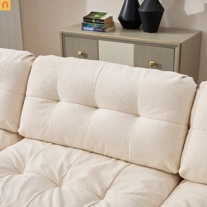 Sectional Sofa Cloud Modular Flannelette Beige 4 Seat 158 In 4 Pillows