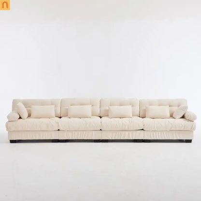 Sectional Sofa Cloud Modular Flannelette Beige 4 Seat 158 In 4 Pillows