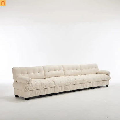 Sectional Sofa Cloud Modular Flannelette Beige 4 Seat 158 In 4 Pillows