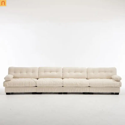 Sectional Sofa Cloud Modular Flannelette Beige 4 Seat 158 In 4 Pillows