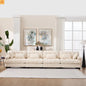 Sectional Sofa Cloud Modular Flannelette Beige 4 Seat 158 In 4 Pillows