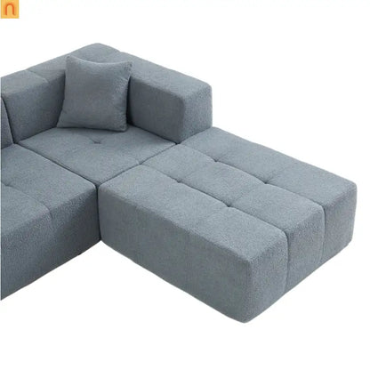 Sectional Sofa Modular Flannelette Gray 6 Seat Convertible 145 In