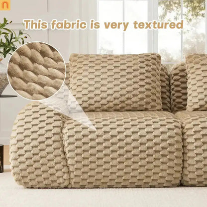 Sectional Sofa Modular Flannelette Light Camel 3 Seat Curved Footrest