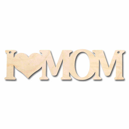 Mother's Day Craft Unfinished Wood Cutout "I heart Mom"  DIY handmade Gift