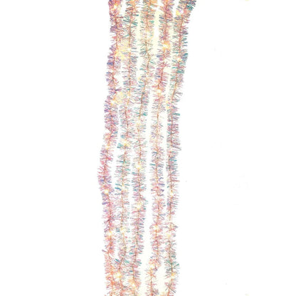 100-Light Silver Iridescent Tinsel Cascade Warm White Light Set
