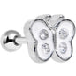 14G 1/4 Clear White Cutiepie Butterfly Tragus Cartilage Earring