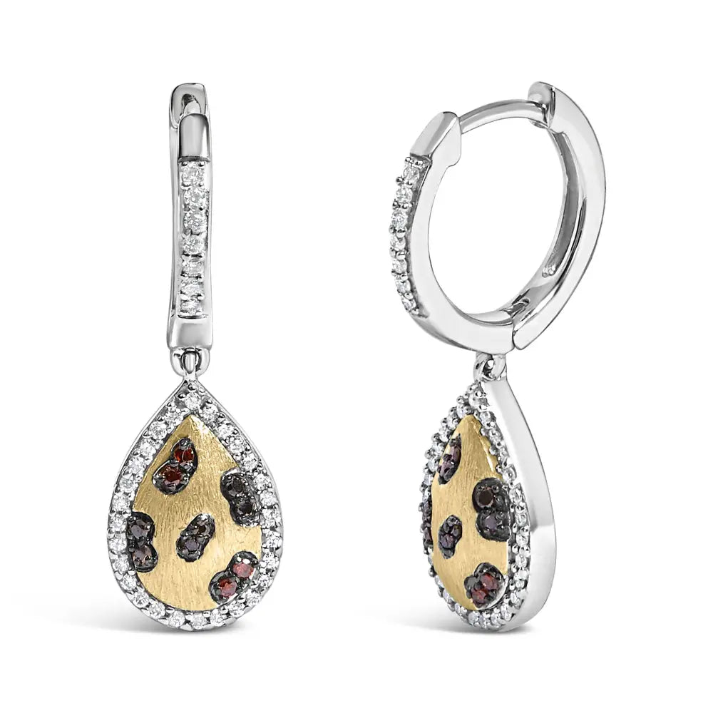 Multi-Color Diamond Pear Dangle Earrings in Gold-Plated Silver – 0.30 ct
