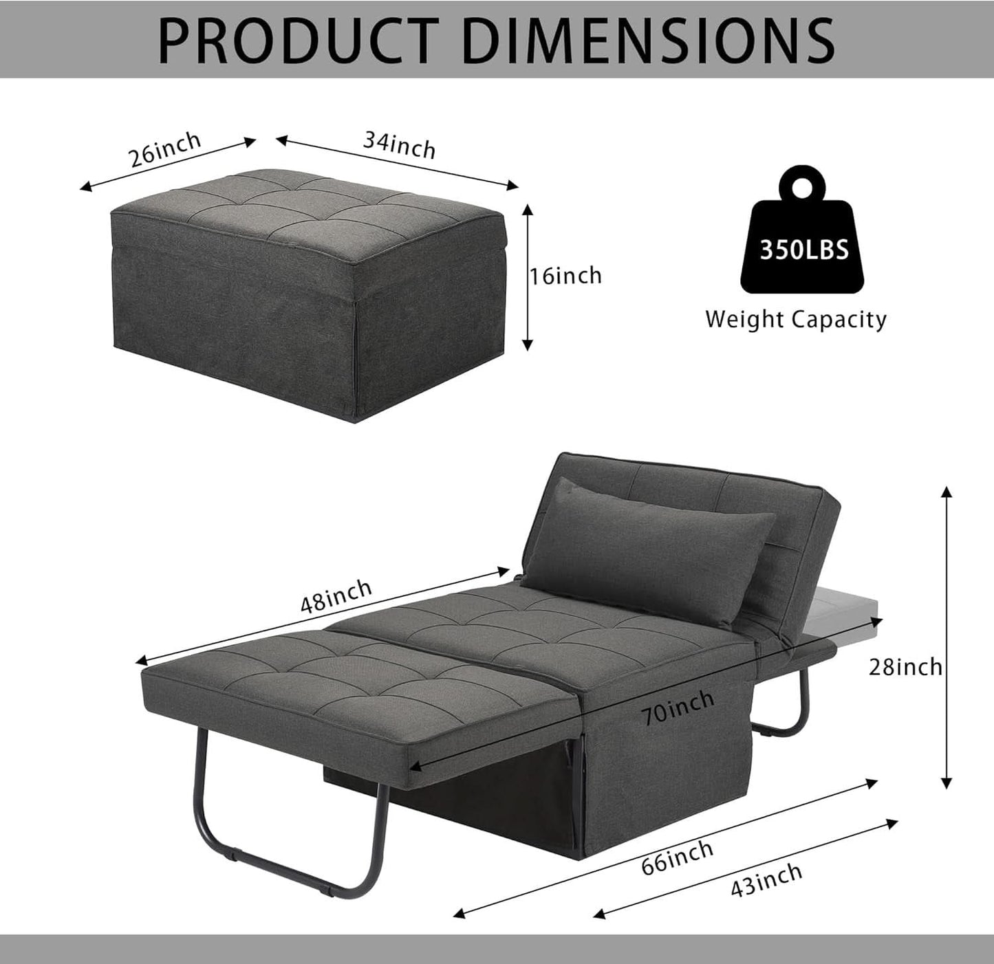 Multi-Functional Sofa Bed With Adjustable Backrest Design