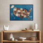 3D Wooden USA Map on Board Multicolor