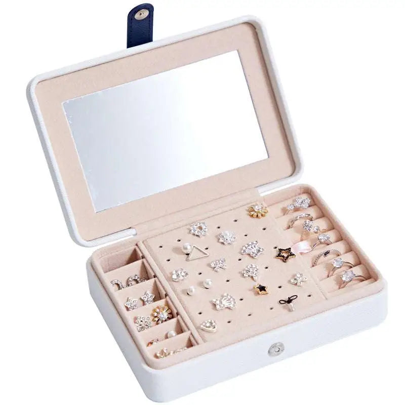 Multifunctional Jewelry Storage Box with Mirror