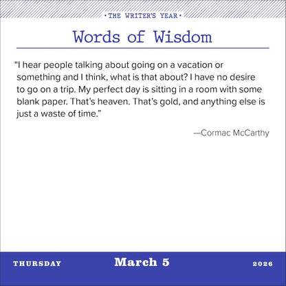 The Writer's Year Page-A-Day Calendar 2026: 365 Days of Inspiration, Prompts, and Quotes