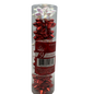 9 Tiny Metallic Bows In A Tube - White Pearlized/Red Metallic