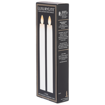 White LED Resin - 2 Piece Taper Candle Set