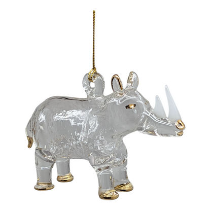 Crystal Rhino: Egyptian Glass White Rhinoceros Ornament