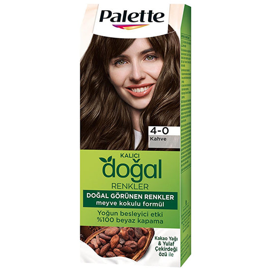 Palette Natural Permanent Hair Dye 4-0 Brown - Long-Lasting, Natural Ingredients